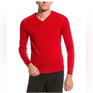 Canada Goose Mcleod Wool V-Neck Sweater, Red, XL, NEW